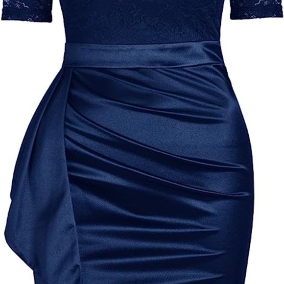 Blue Satin dress NWOT - Picture 4 of 11